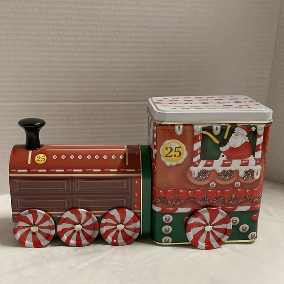 Collectors Tin Santa Express Train is made of 2 Tins Rolling Wheels Multicolor - Picture 1 of 8